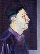 Голова мужчины на фоне «Черного квадрата» Казимира Малевича